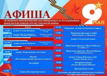 АФИША  ОСНОВНЫХ МЕРОПРИЯТИЙ, ПОСВЯЩЕННЫХ 81-Й ГОДОВЩИНЕ ПОБЕДЫ В ВЕЛИКОЙ ОТЕЧЕСТВЕННОЙ ВОЙНЕ